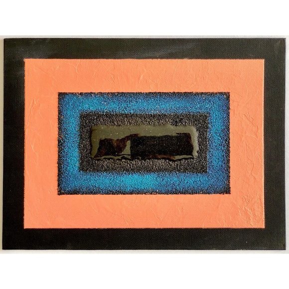 Portal Number 1 - Original Art Handmade Black Coral Blue Mixed Media Painting